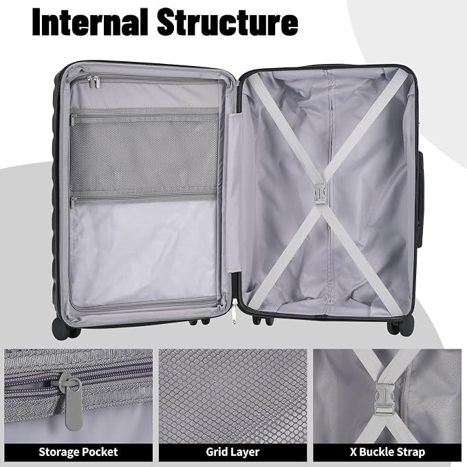 Lightweight Luggage with Spinner Wheels & YKK Zipper, Hard Shell 3-Piece - Image 4
