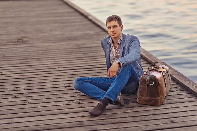 Leather Duffel Bag for Men & Women Travel, Gym Bag - Image 3