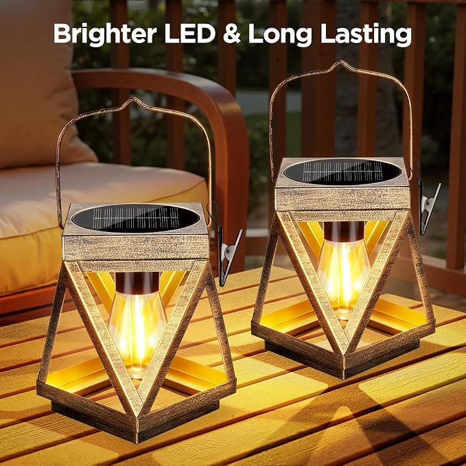 KOOPER Solar Lanterns Outdoor Waterproof, 4 Pack Upgraded Metal Hanging Solar - Image 7