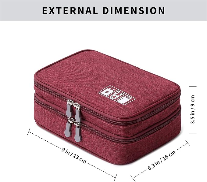 Travel Cable Organizer Bag, Electronic Accessories Case Portable Double Layer - Image 2