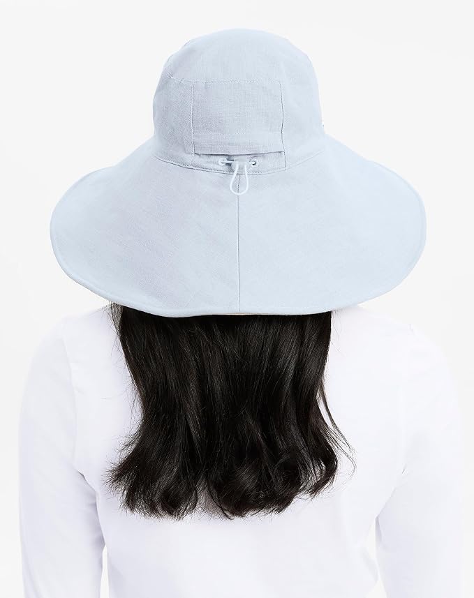 Solbari Women’s Ultra-Wide Cotton Linen Sun Hat UPF 50+, Adjustable - Image 5