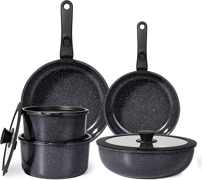 GiPP Ceramic Pots and Pans Set Non Stick, 11 Piece Nonstick Detachable Handle by GiPP