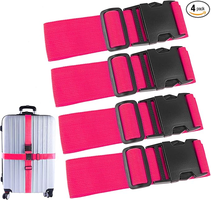 4Pcs Luggage Straps for Suitcase Travel Accessories TSA Approved, 80In Long by Ajmyonsp