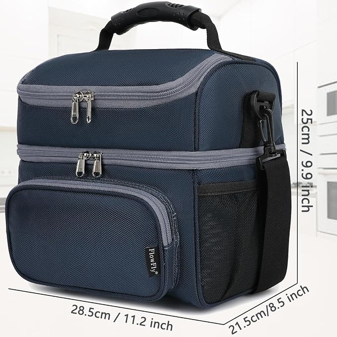 FlowFly Double Layer Cooler Insulated Lunch Bag Adult Lunch Box Large Tote Bag - Image 4