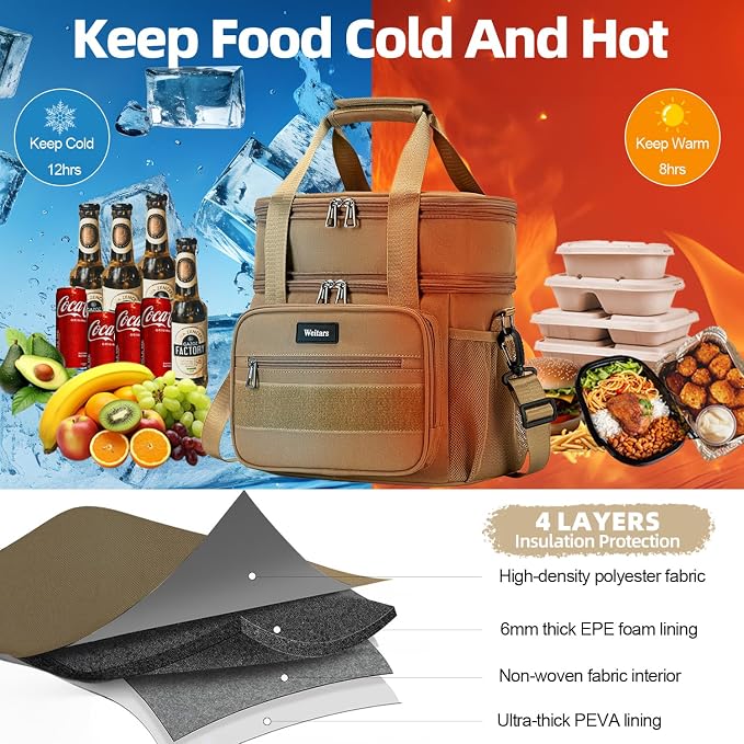 Weitars Lunch Box for Men Women Dual Compartment Lunch Box Heavy Duty Large - Image 4
