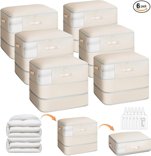 6 Pack Compression Storage Bags - 110L Large Capacity Comforter Storage Bag by Homsorout