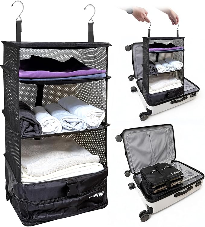 Grand Fusion Stow-N-Go Travel Luggage Organizer – Portable Hanging Travel by GrandFusion