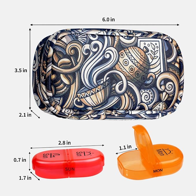 Serfeymi Weekly Travel Pill Organizer 2 Times A Day AM PM Upgraded Rainbow Pill - Image 2