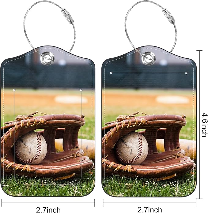 2 Pack Luggage Tag for Suitcase Old Baseball and Glove on Baseball Grand - Image 2