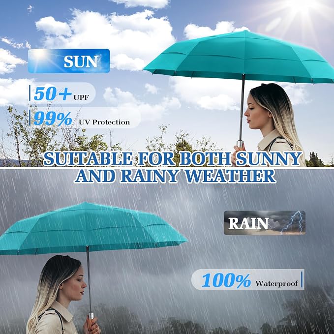 3T Wind Armor Travel Umbrella Compact Easy Auto Open Close Folding Umbrellas - Image 8
