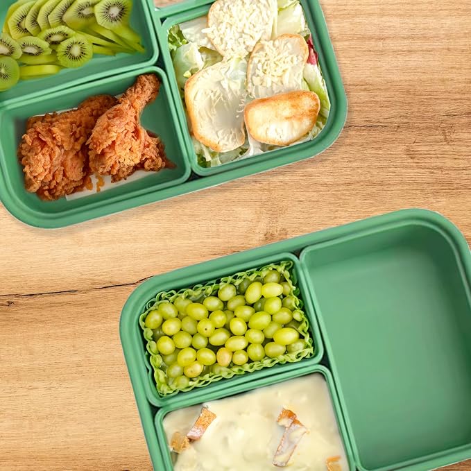 Platinum Silicone Bento Lunch Box Set of 2 – 3 Compartments, Microwave & - Image 6