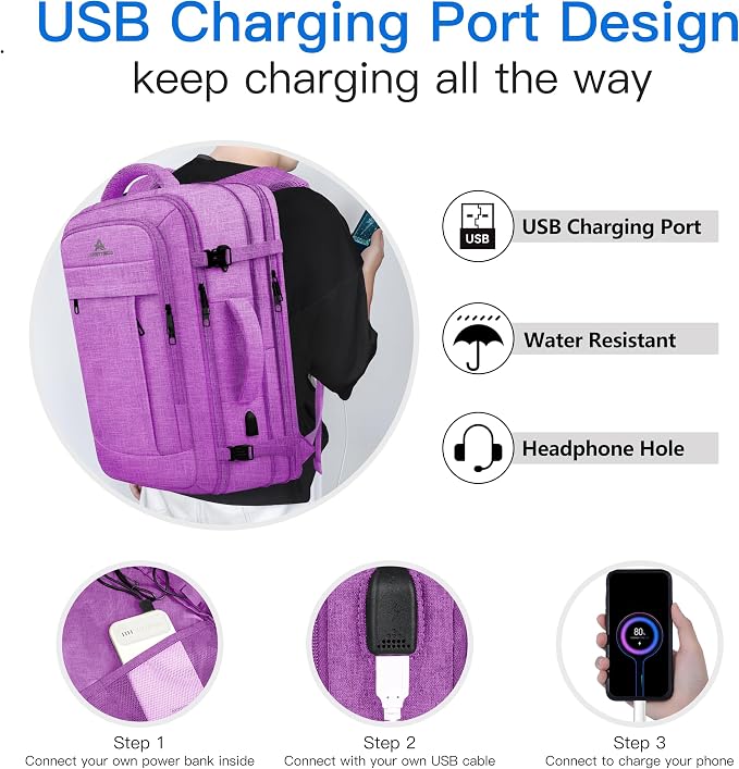 50L Carry On Backpack, Extra Large Laptop Backpack, Travel Backpack - Image 6