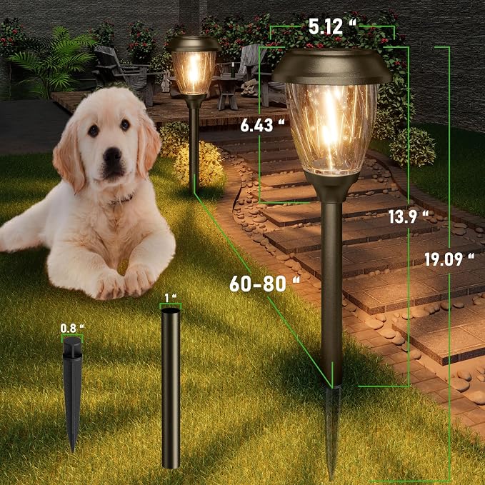 XMCOSY+ Solar Pathway Lights Outdoor, 10/25 LM in 2 Lighting Modes, Glass - Image 6