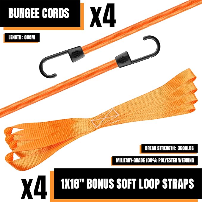Cartman 1" x 15' Ratchet Tie Down up to 1500lbs 4pk in Carry Bag, - Image 3