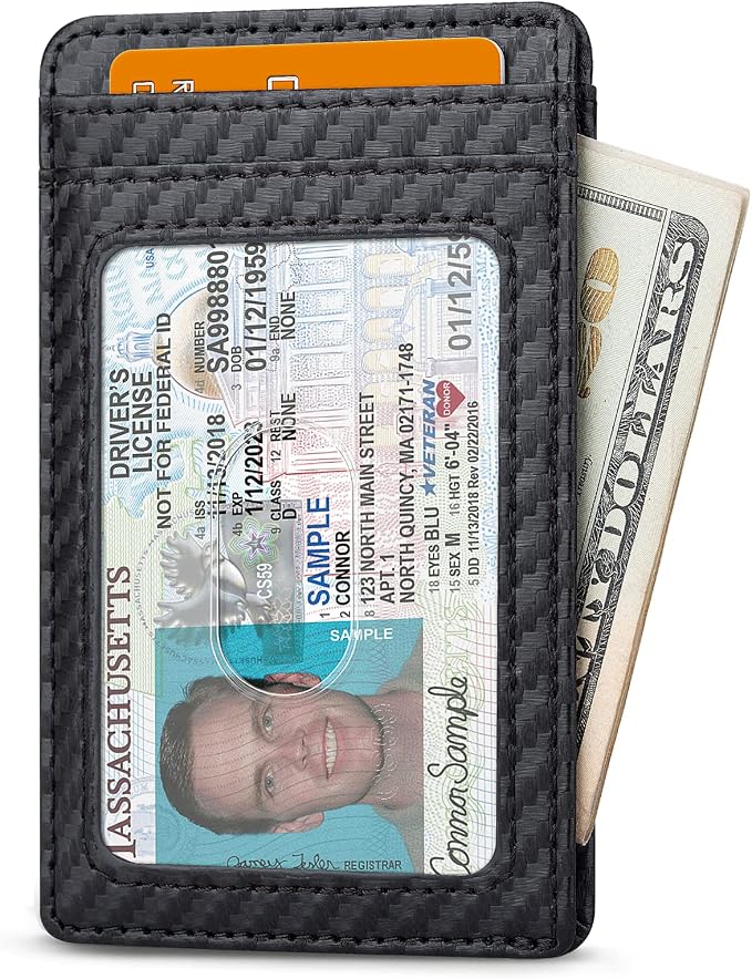 Buffway Mens Slim Wallet, Minimalist Thin Front Pocket Leather Credit Card - Image 2