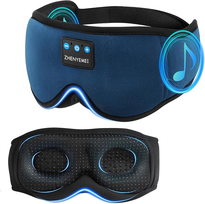3D Sleep Mask with Bluetooth Headphones, Sleeping Headphones by RestEasyLiveCalm