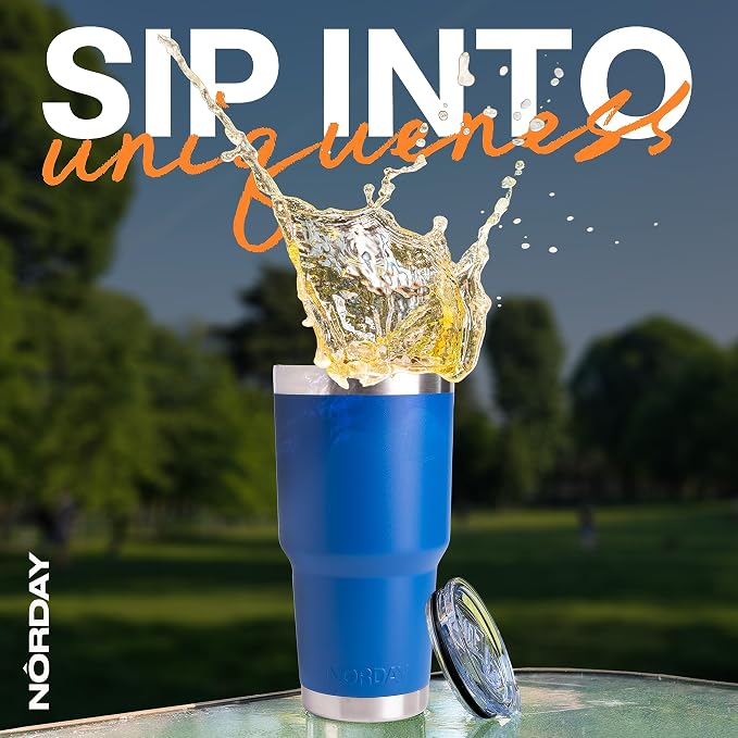 NORDAY | Tumbler with Lid - 30oz - Blue Insulated Tumbler - Stainless Steel - Image 6