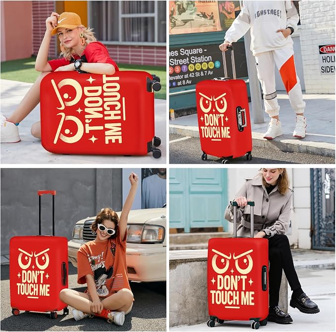 ANNA QUEEN Funny “Don’t Touch Me” Luggage Cover, Bold Red Suitcase Protector - Image 7