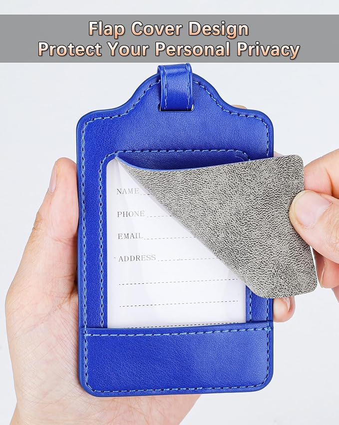 Teskyer Luggage Tags, 3 Pack Premium PU Leather Luggage Tags Privacy Protection - Image 2