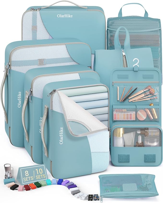 8 Set Packing Cubes for Travel, Gifts for Women Mom, Anti-Tearing Suitcase by OlarHike