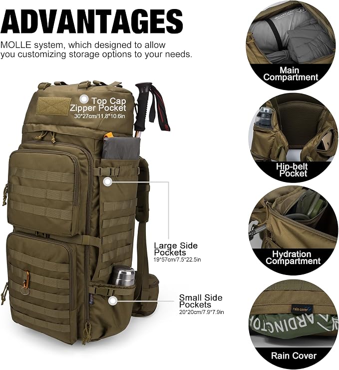 Mardingtop 75L Molle Hiking Internal Frame Backpacks - Image 3