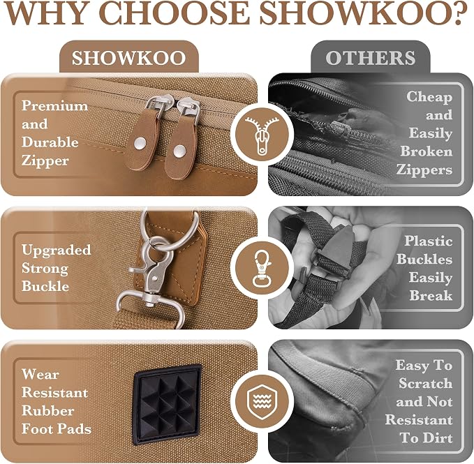 SHOWKOO Duffle Bag for Travel 60L Expandable Canvas Travel Bag Durable Vintage - Image 4