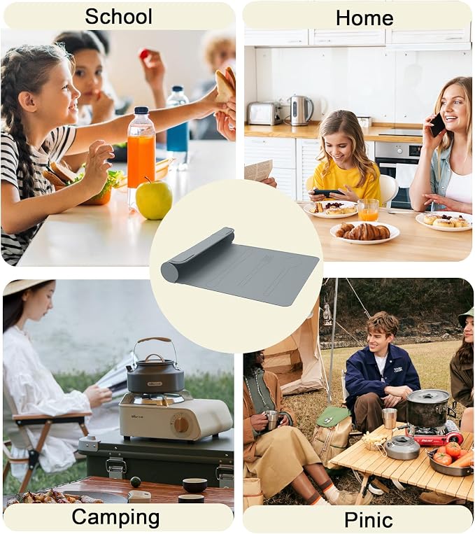Utensil Box, Tableware Silicone Portable Box Silverware mat, Suitable - Image 8