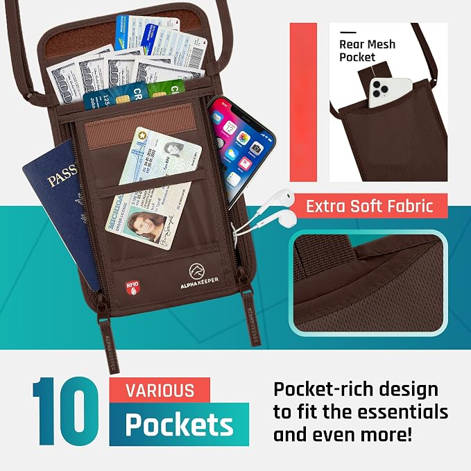 Neck Wallet, Travel Pouch For Passport Holder And Documents, Travel Neck Wallet - Image 3