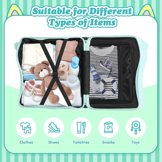 20" Ride-On Travel Suitcase for Kids, Cute Ear Toddler Carry on Luggage - Image 4