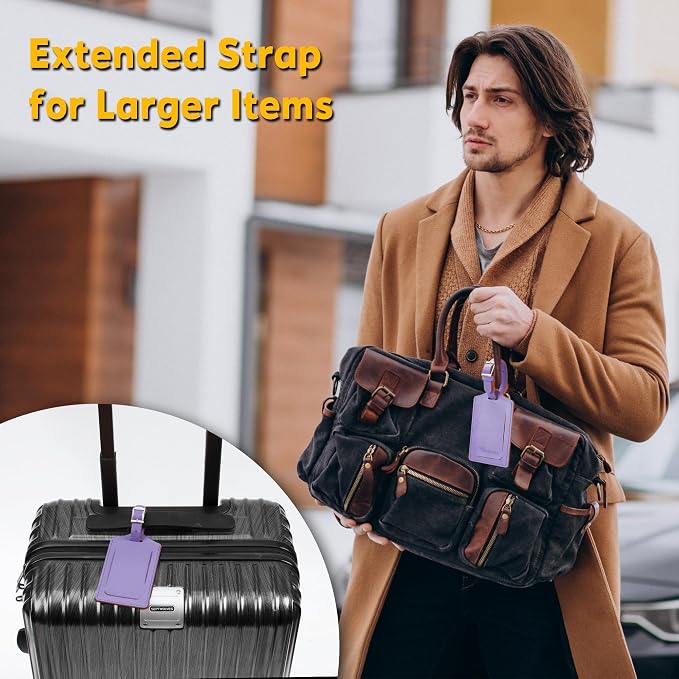 8 Pack Leather Luggage Travel Bag Tags by Travelambo - Image 5
