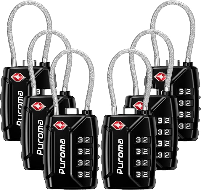 Puroma 6 Pack TSA Approved Luggage Locks, 4 Digit Combination Travel Locks by Puroma