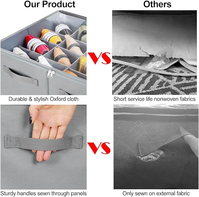 Shoe Organizer for Closet 2 Pack, Foldable Shoe Box - Image 3