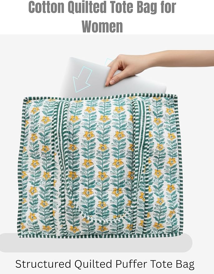 Cotton Quilted Tote Bag for Women – Large Beach & Travel Tote - Image 4