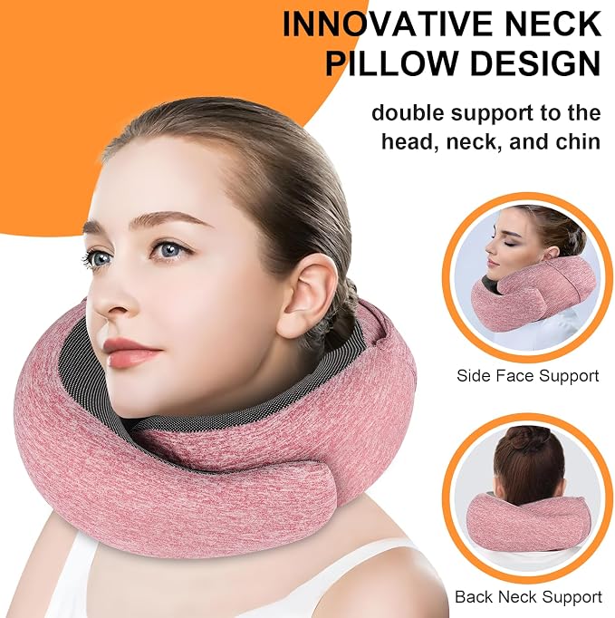 Travel Pillow - Hooded Neck Pillow Airplane Memory Foam Filling - Image 4