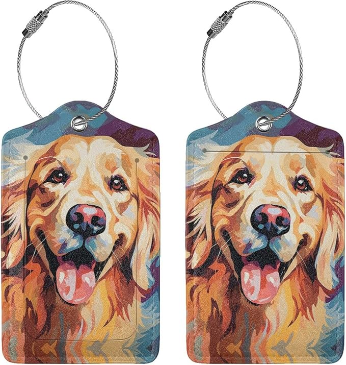 Dog Leather Luggage Tag with Stainless Steel Ring, Fun Name Id Card Cover - Image 3