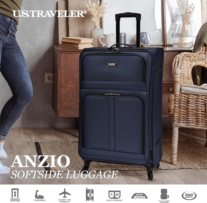 U.S. Traveler Anzio Softside Expandable Spinner Luggage, Dark Grey, - Image 2