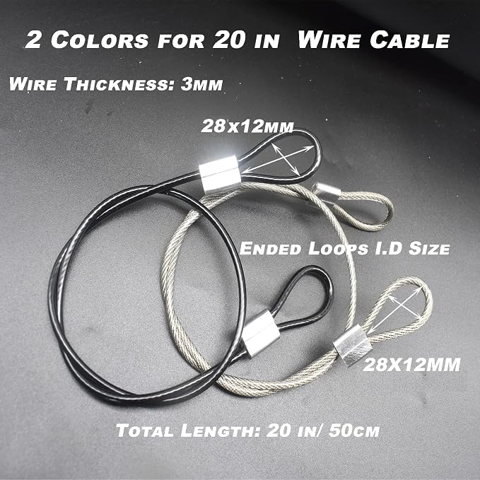 10 pcs 20 inch 3mm Thickness Stainless Steel Wire Cable - Image 3