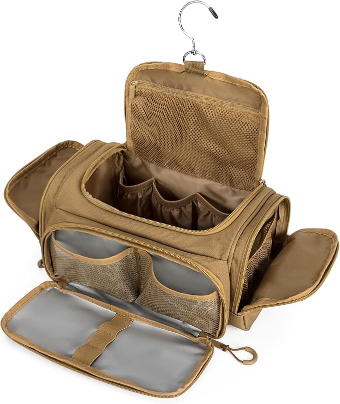 Tactical Toiletry Bag for Men, Hanging Hygiene Bag, Travel Dopp Kit Organizer by Prokva