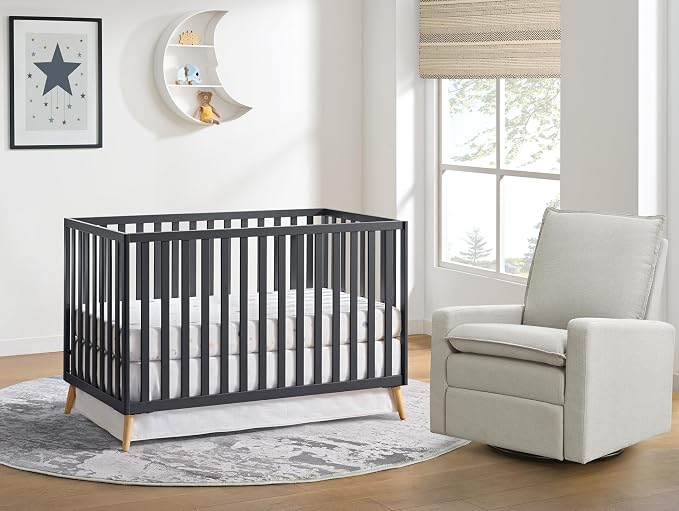 Oxford Baby Cozy Nest Convertible Island Crib, Midnight Slate/Natural - Image 2