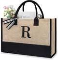 TOPDesign Initial Jute/Canvas Tote Bag, Personalized Present Bag, Suitable by TOPDesign