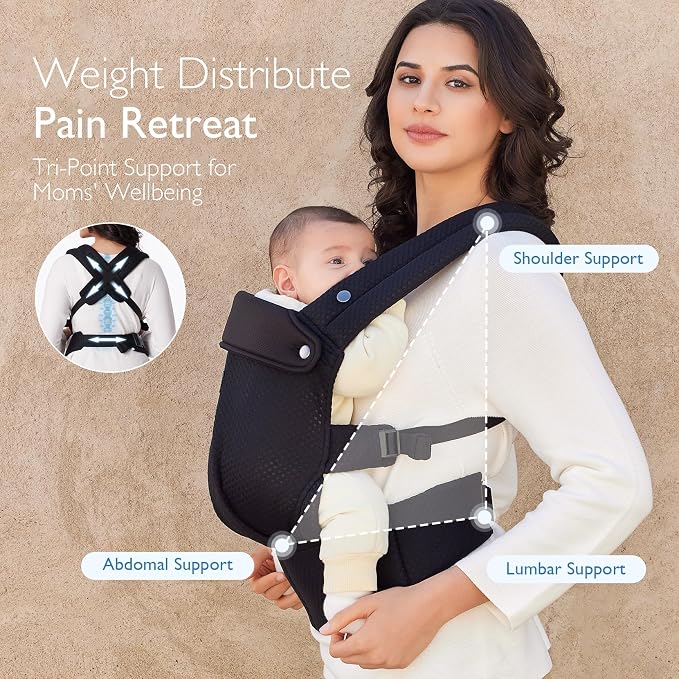 Momcozy Breathable Mesh Baby Carrier, Ergonomic and Lightweight Infant Carrier - Image 7