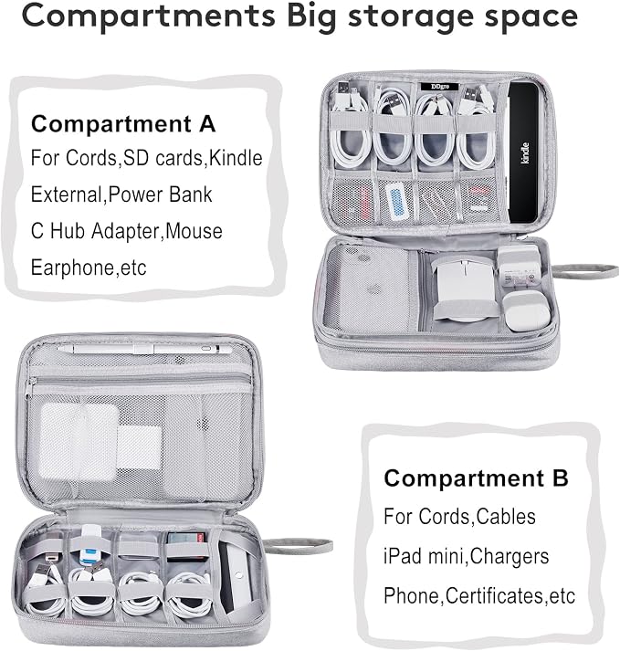 DDgro Cable Organizer Bag, Large Charger Cord Travel Case - Image 3