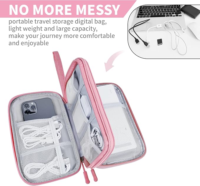 Electronics Organizer Travel Case, Electronic Accessories Storage Bag, Portable - Image 3