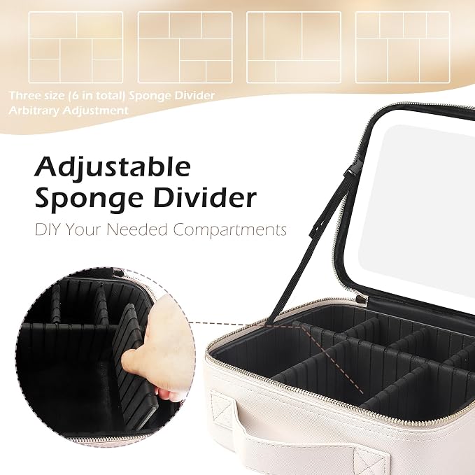 MOMIRA Makeup Bag with Mirror and Light Travel Makeup Train Case Cosmetic Bag - Image 4