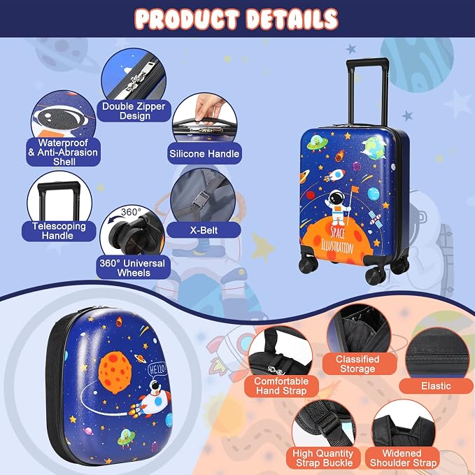 Weewooday Kids Luggage and Backpack 18" Suitcase - Image 2