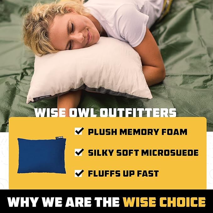 Wise Owl Outfitters Camping Pillow – Memory Foam Travel Pillow - Image 4