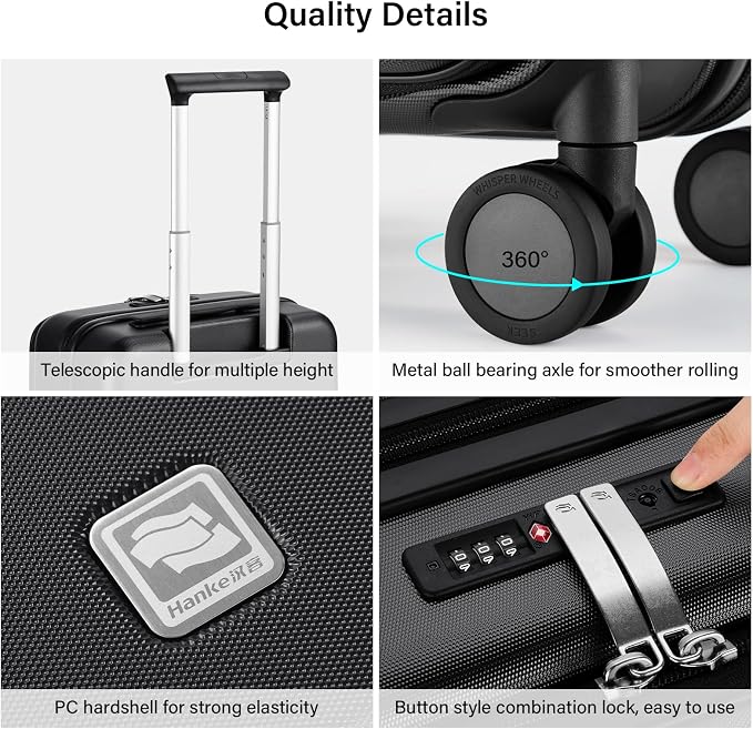 Hanke Hardside Expandable Carry On Luggage, 20 Inch Top Opening Trunk Luggages - Image 3