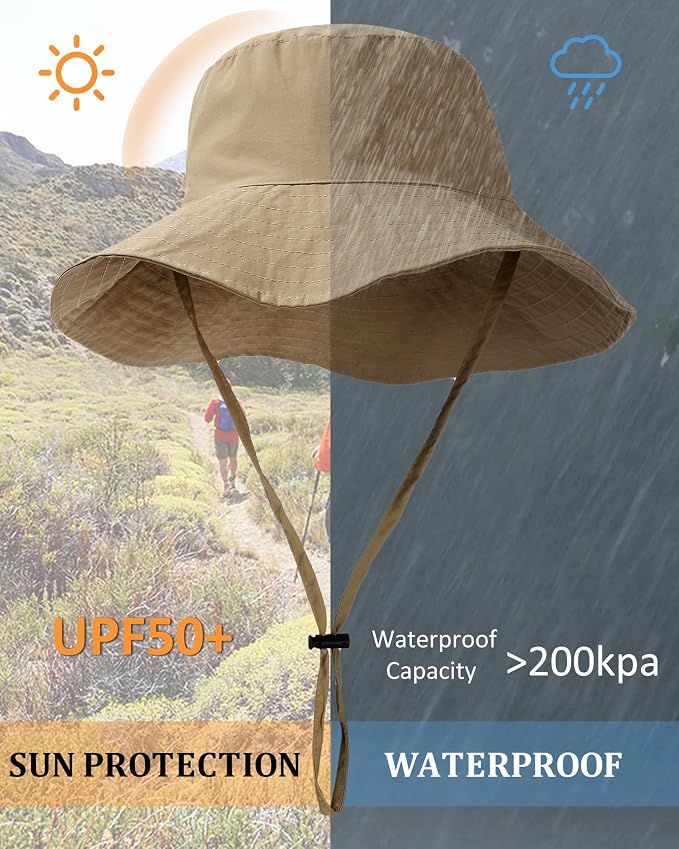 Water-Resistant Sun UPF 50+ Bucket Hat Protection Packable Brimmed Boonie - Image 2