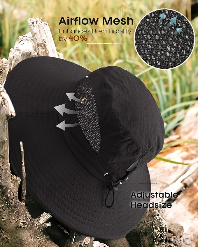 FURTALK Womens Sun Hat with Ponytail Hole Beach Hiking Summer Wide Brim UPF 80+ - Image 5