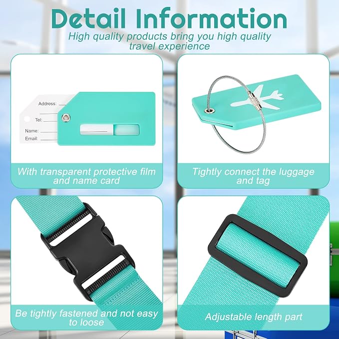 Weewooday 8 Pcs Luggage Straps Suitcase Tags Set - Image 3